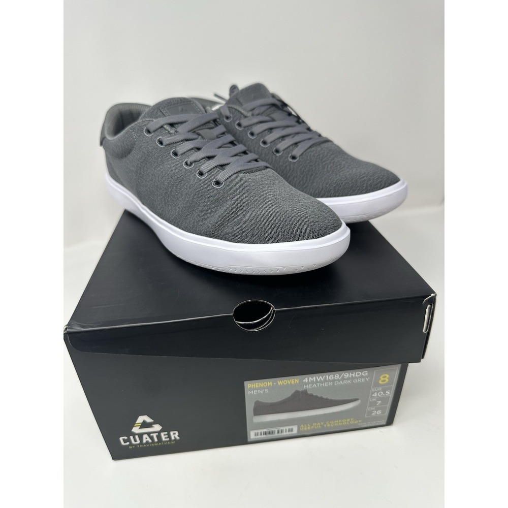 Travis Mathew Cuater Phenom Shoes Mens Sz 8 Heather Dark Gray Woven Sneakers NIB